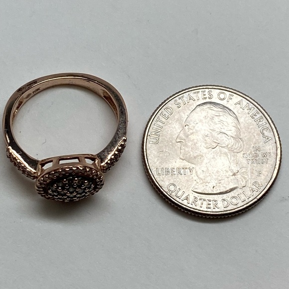 10K Rose Gold Champagne and White Diamond Cluster Pave Halo Ring 0.50ct Size 7 - Picture 13 of 14